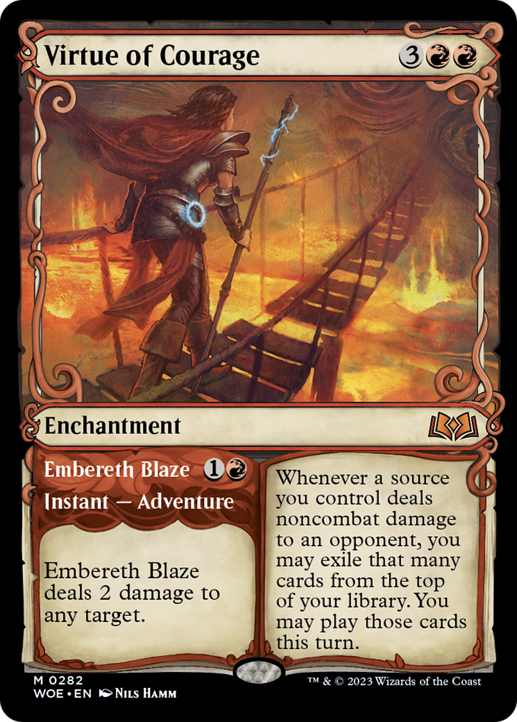 Virtue of Courage // Embereth Blaze (Showcase) [Wilds of Eldraine] | I Want That Stuff Brandon