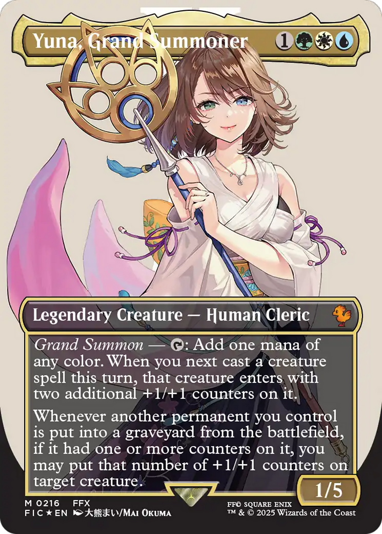 Yuna, Grand Summoner (Borderless) (Surge Foil) [FINAL FANTASY Commander] | I Want That Stuff Brandon