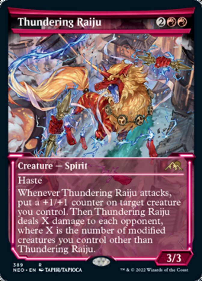 Thundering Raiju (Showcase Soft Glow) [Kamigawa: Neon Dynasty] | I Want That Stuff Brandon