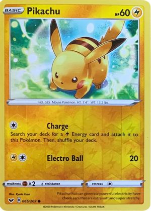 Pikachu (065/202) (Reverse Cosmos Holo) [Sword & Shield: Base Set] | I Want That Stuff Brandon