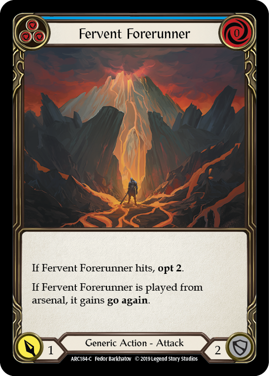 Fervent Forerunner (Blue) [ARC184-C] (Arcane Rising)  1st Edition Rainbow Foil | I Want That Stuff Brandon