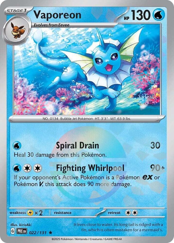 Vaporeon (022/131) (Poke Ball Pattern) [Scarlet & Violet: Prismatic Evolutions] | I Want That Stuff Brandon