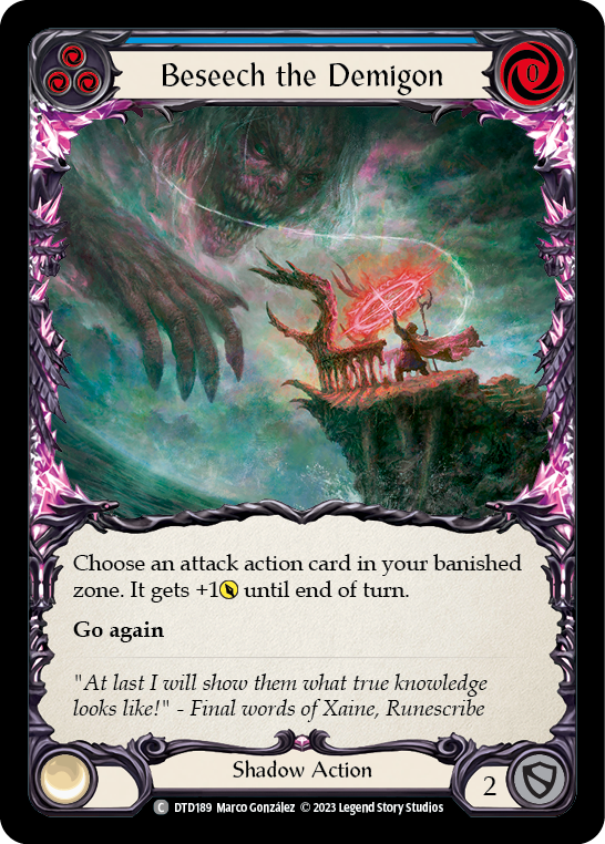 Beseech the Demigon (Blue) [DTD189] (Dusk Till Dawn)  Rainbow Foil | I Want That Stuff Brandon