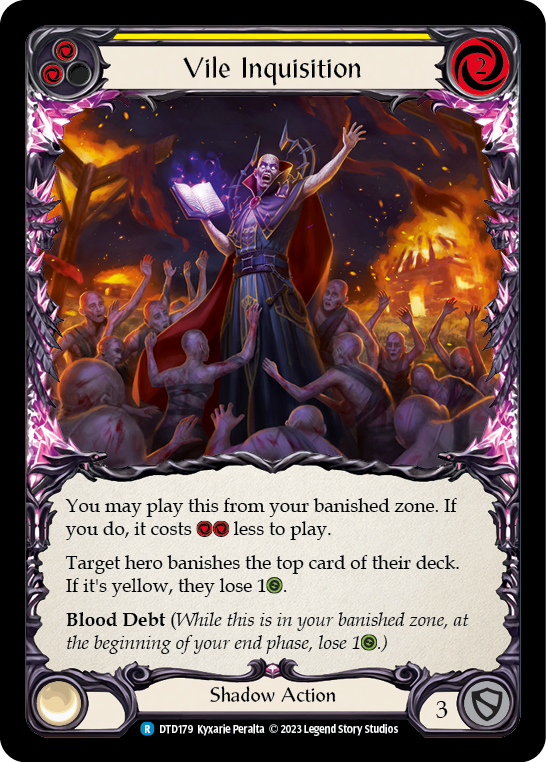 Vile Inquisition (Yellow) [DTD179] (Dusk Till Dawn)  Rainbow Foil | I Want That Stuff Brandon