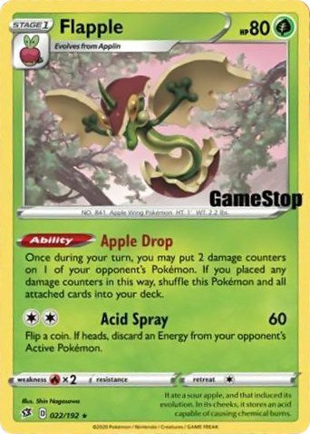 Flapple (022/192) (GameStop Exclusive) [Sword & Shield: Rebel Clash] | I Want That Stuff Brandon