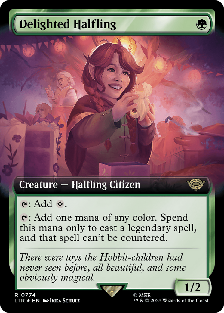 Delighted Halfling (Extended Art) (Surge Foil) [The Lord of the Rings: Tales of Middle-Earth] | I Want That Stuff Brandon