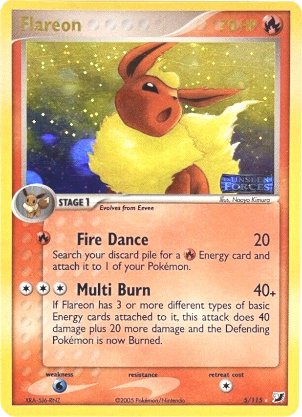 Flareon (5/115) (Stamped) [EX: Unseen Forces] | I Want That Stuff Brandon