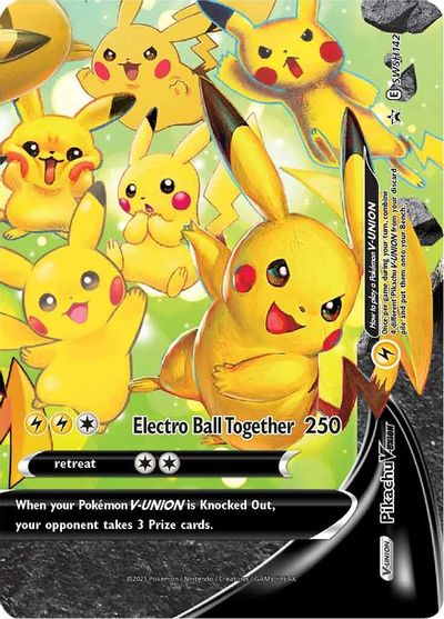 Pikachu V-UNION (SWSH142) (Celebrations) [Sword & Shield: Black Star Promos] | I Want That Stuff Brandon