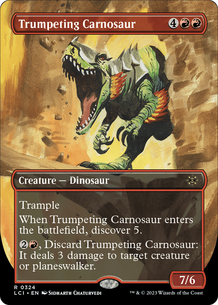 Trumpeting Carnosaur (Borderless) [The Lost Caverns of Ixalan] | I Want That Stuff Brandon