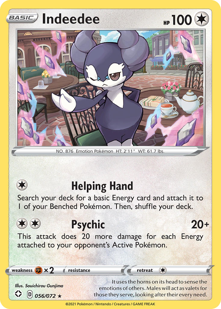 Indeedee (056/072) (Theme Deck Exclusive) [Sword & Shield: Shining Fates] | I Want That Stuff Brandon