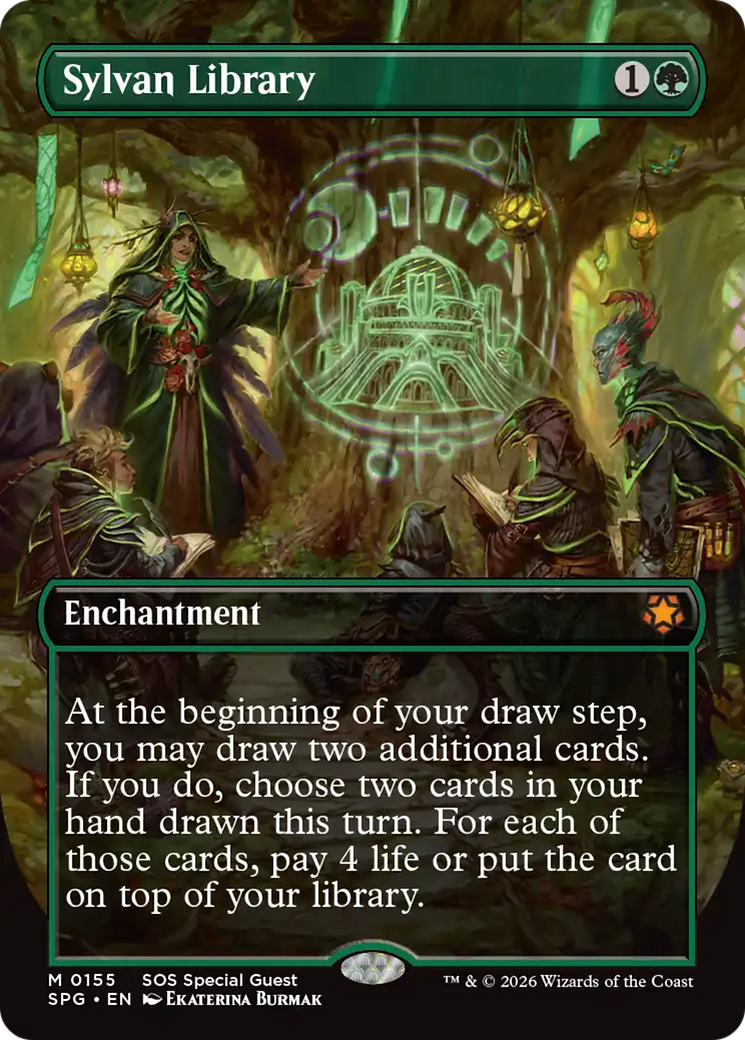Sylvan Library (Borderless) [Secrets of Strixhaven Special Guests] | I Want That Stuff Brandon