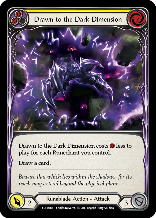 Drawn to the Dark Dimension (Yellow) [ARC098-C] (Arcane Rising)  1st Edition Rainbow Foil | I Want That Stuff Brandon