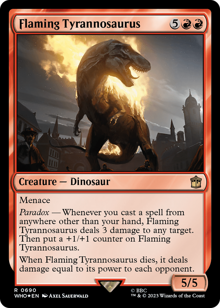 Flaming Tyrannosaurus (Surge Foil) [Doctor Who] | I Want That Stuff Brandon