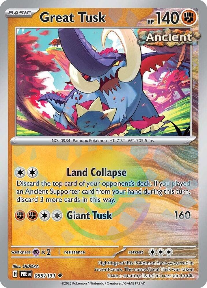 Great Tusk (055/131) (Poke Ball Pattern) [Scarlet & Violet: Prismatic Evolutions] | I Want That Stuff Brandon