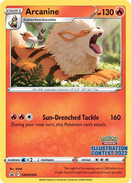 Arcanine (SWSH304) (Illustration Contest 2022) [Sword & Shield: Black Star Promos] | I Want That Stuff Brandon