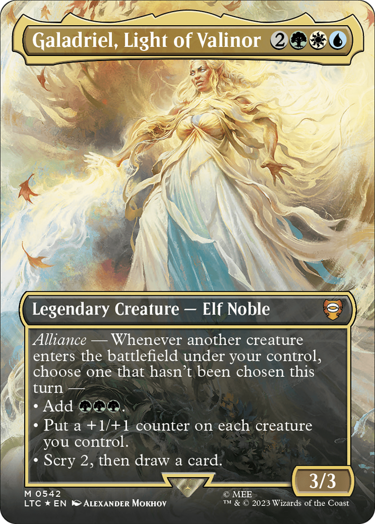 Galadriel, Light of Valinor (Borderless) (Surge Foil) [The Lord of the Rings: Tales of Middle-Earth Commander] | I Want That Stuff Brandon