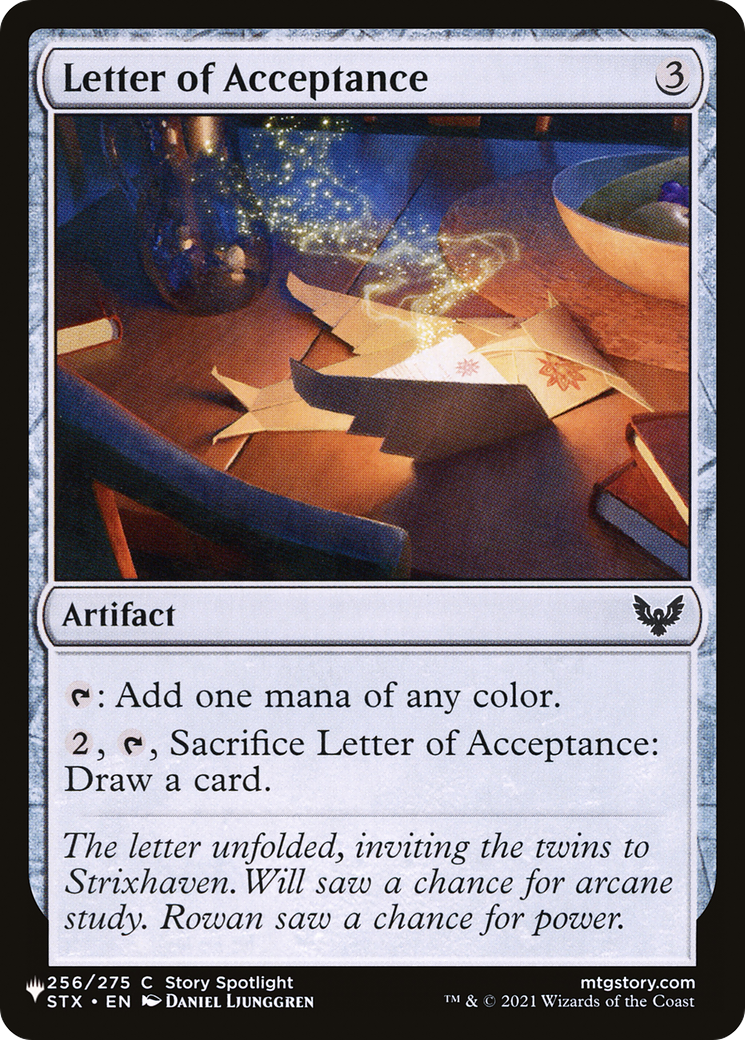 Letter of Acceptance [The List Reprints] | I Want That Stuff Brandon