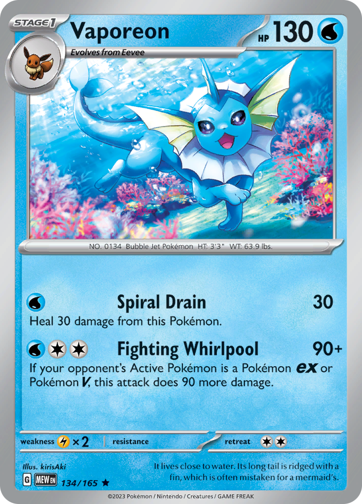 Vaporeon (134/165) [Scarlet & Violet 151] | I Want That Stuff Brandon