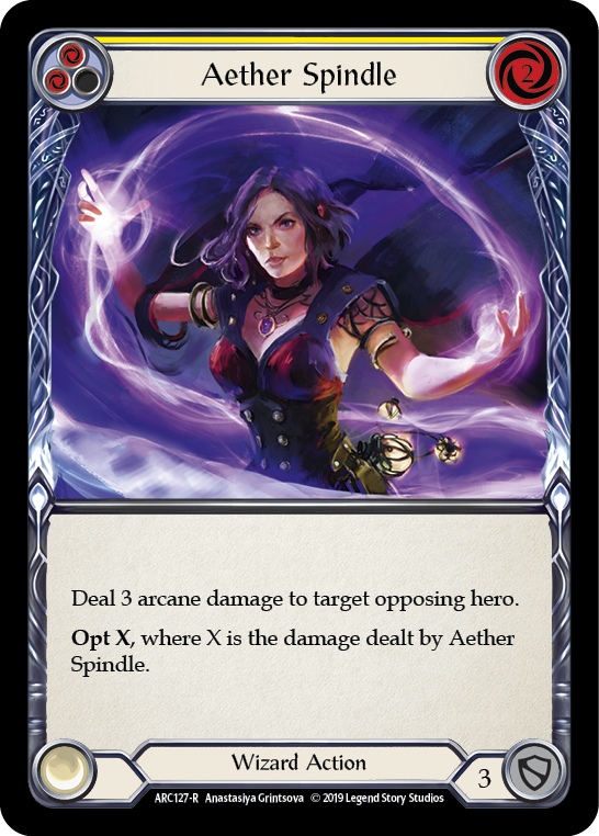 Aether Spindle (Yellow) [ARC127-R] (Arcane Rising)  1st Edition Rainbow Foil | I Want That Stuff Brandon