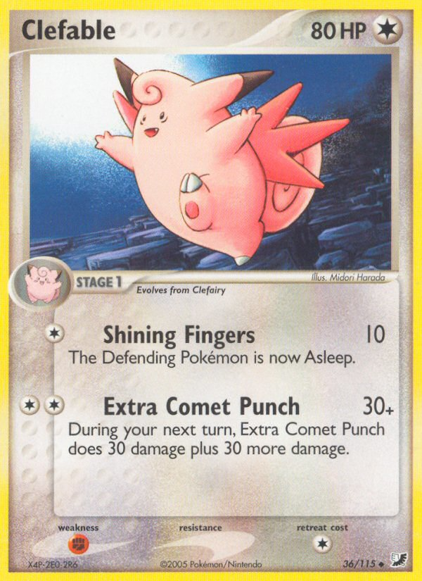 Clefable (36/115) [EX: Unseen Forces] | I Want That Stuff Brandon