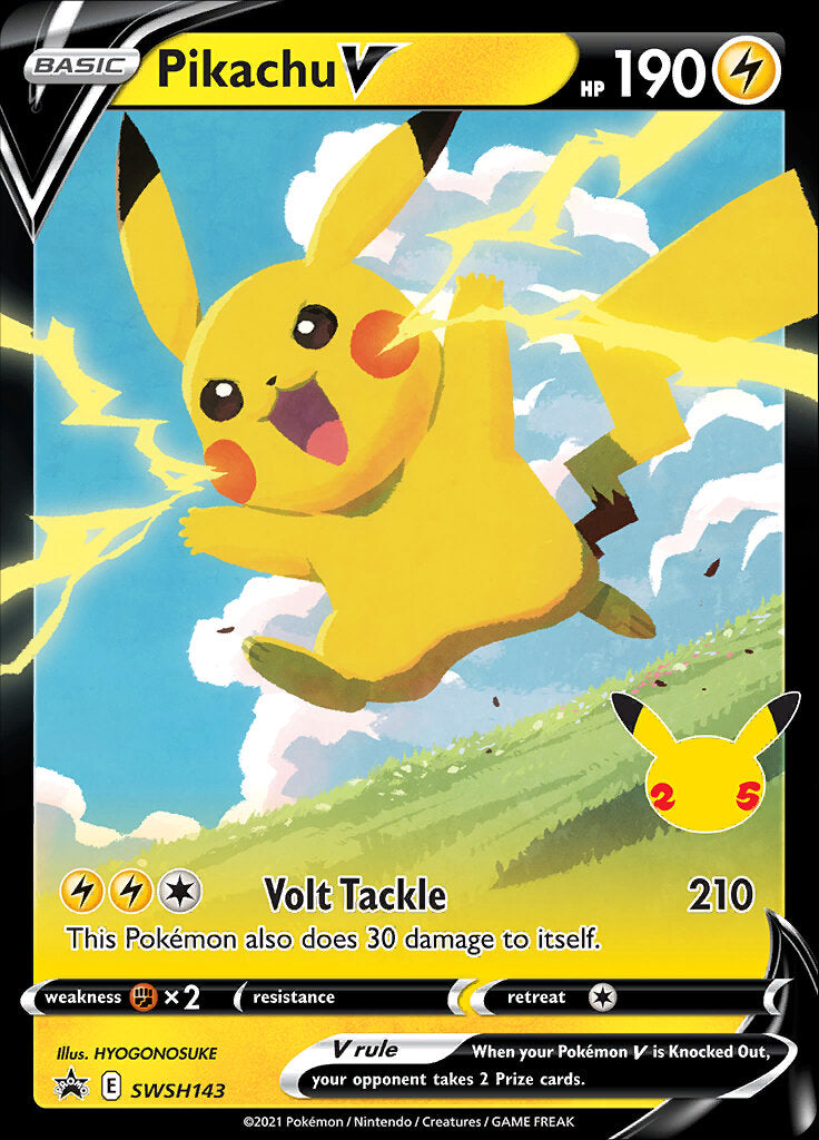 Pikachu V (SWSH143) (Celebrations) [Sword & Shield: Black Star Promos] | I Want That Stuff Brandon