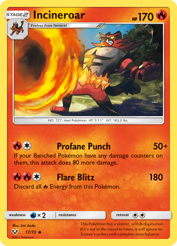 Incineroar (17/73) [Sun & Moon: Shining Legends] | I Want That Stuff Brandon