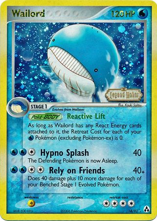 Wailord (14/92) (Stamped) [EX: Legend Maker] | I Want That Stuff Brandon