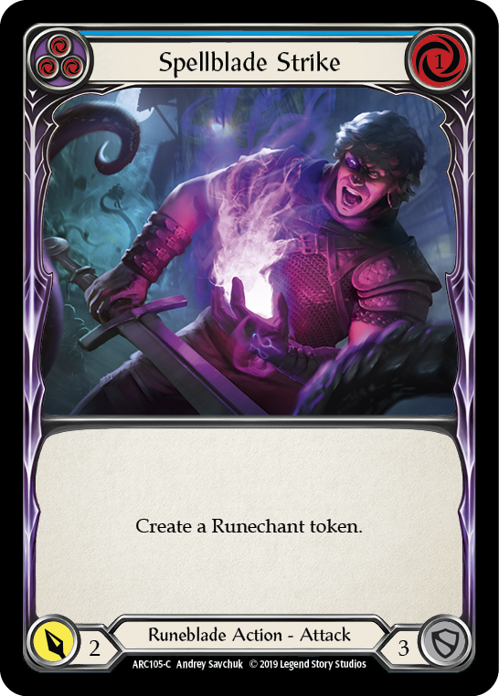 Spellblade Strike (Blue) [ARC105-C] (Arcane Rising)  1st Edition Rainbow Foil | I Want That Stuff Brandon