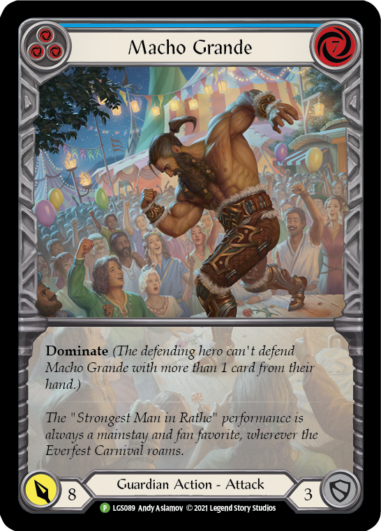 Macho Grande (Blue) [LGS089] (Promo)  Rainbow Foil | I Want That Stuff Brandon