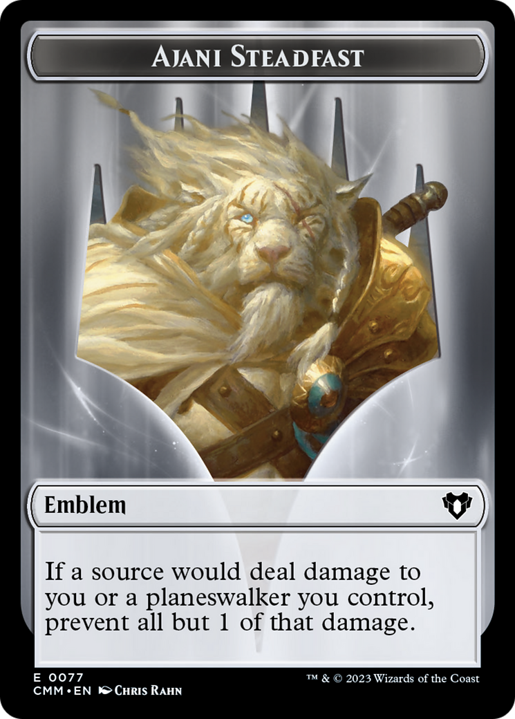 Ajani Steadfast Emblem // Wizard Double-Sided Token [Commander Masters Tokens] | I Want That Stuff Brandon