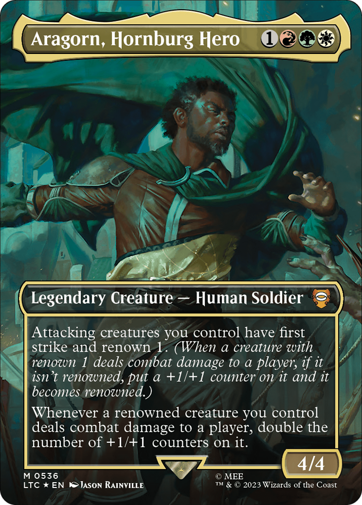 Aragorn, Hornburg Hero (Borderless) (Surge Foil) [The Lord of the Rings: Tales of Middle-Earth Commander] | I Want That Stuff Brandon