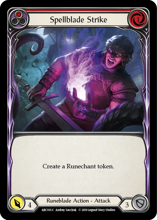 Spellblade Strike (Red) [ARC103-C] (Arcane Rising)  1st Edition Rainbow Foil | I Want That Stuff Brandon
