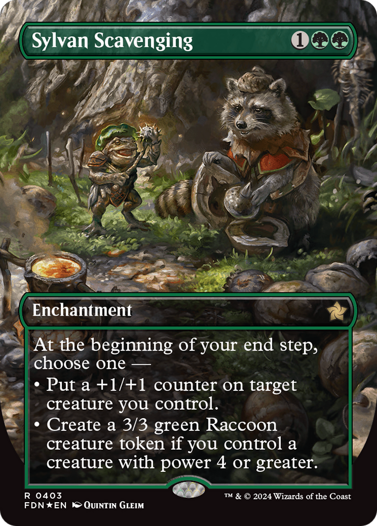 Sylvan Scavenging (Borderless) (Mana Foil) [Foundations] | I Want That Stuff Brandon