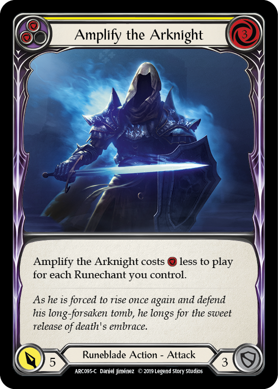 Amplify the Arknight (Yellow) [ARC095-C] (Arcane Rising)  1st Edition Rainbow Foil | I Want That Stuff Brandon