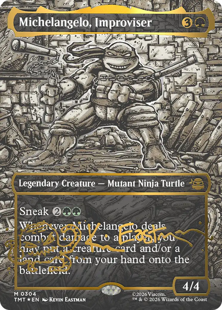 Michelangelo, Improviser (Borderless) (Gold-Stamped Signature) [Teenage Mutant Ninja Turtles] | I Want That Stuff Brandon