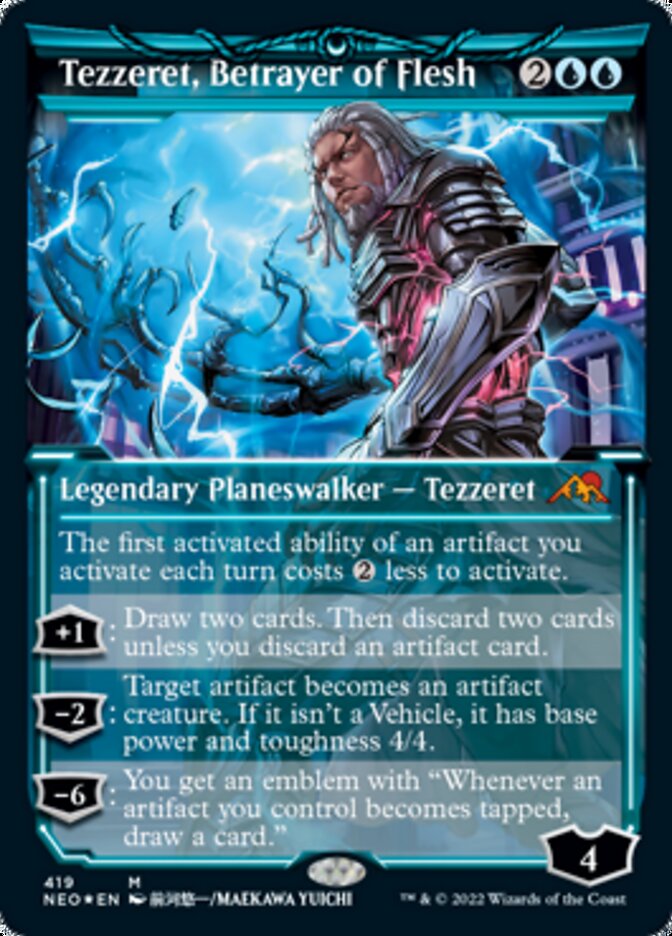 Tezzeret, Betrayer of Flesh (Showcase) (Foil Etched) [Kamigawa: Neon Dynasty] | I Want That Stuff Brandon