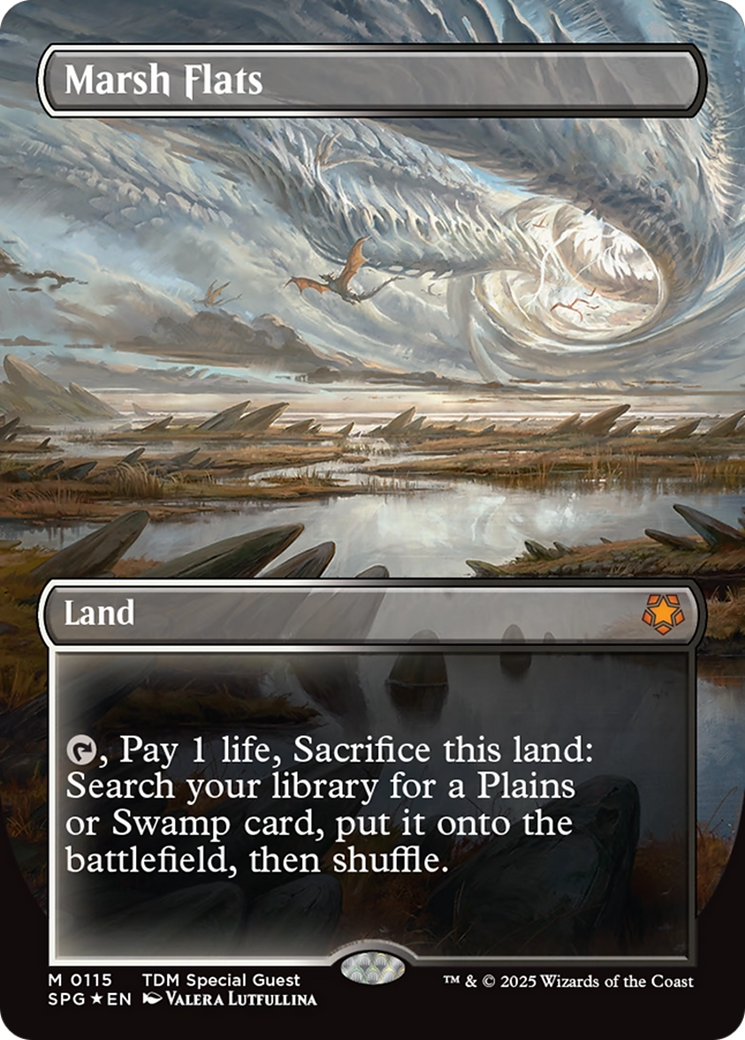 Marsh Flats (Borderless) (Dragonscale Foil) [Tarkir: Dragonstorm Special Guests] | I Want That Stuff Brandon