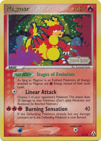 Magmar (21/92) (Stamped) [EX: Legend Maker] | I Want That Stuff Brandon