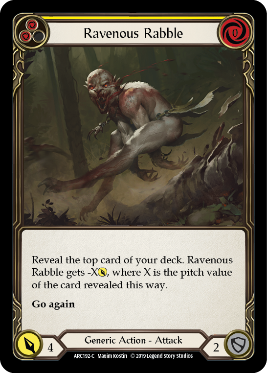 Ravenous Rabble (Yellow) [ARC192-C] (Arcane Rising)  1st Edition Rainbow Foil | I Want That Stuff Brandon