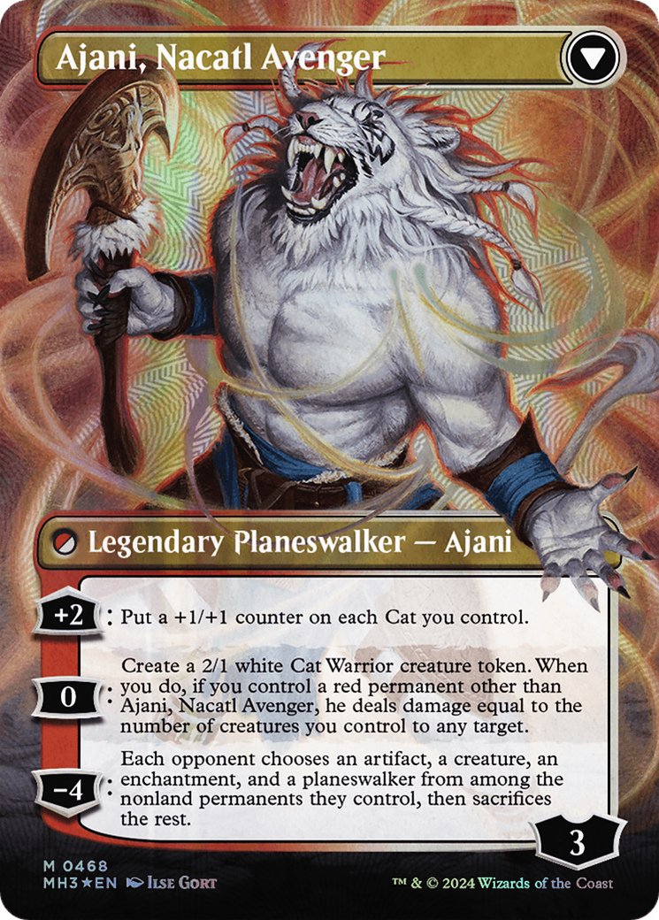 Ajani, Nacatl Pariah // Ajani, Nacatl Avenger (Borderless) (Textured Foil) [Modern Horizons 3] | I Want That Stuff Brandon