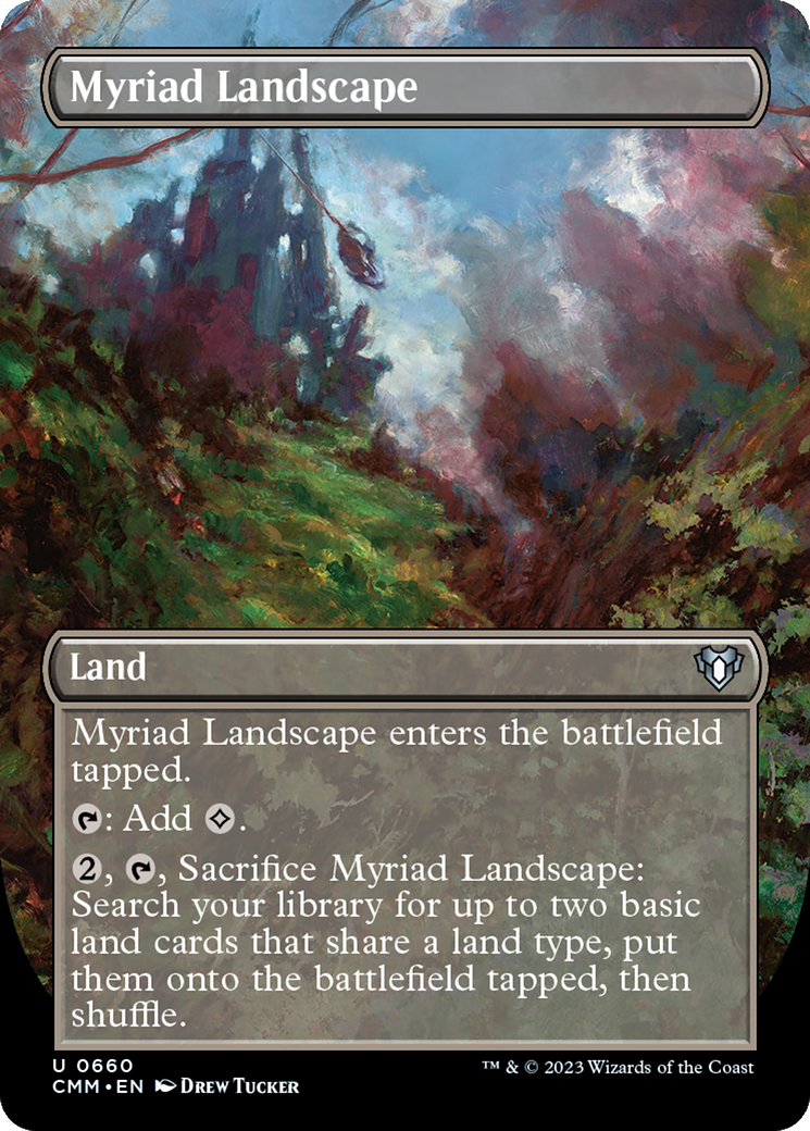 Myriad Landscape (Borderless Alternate Art) [Commander Masters] | I Want That Stuff Brandon