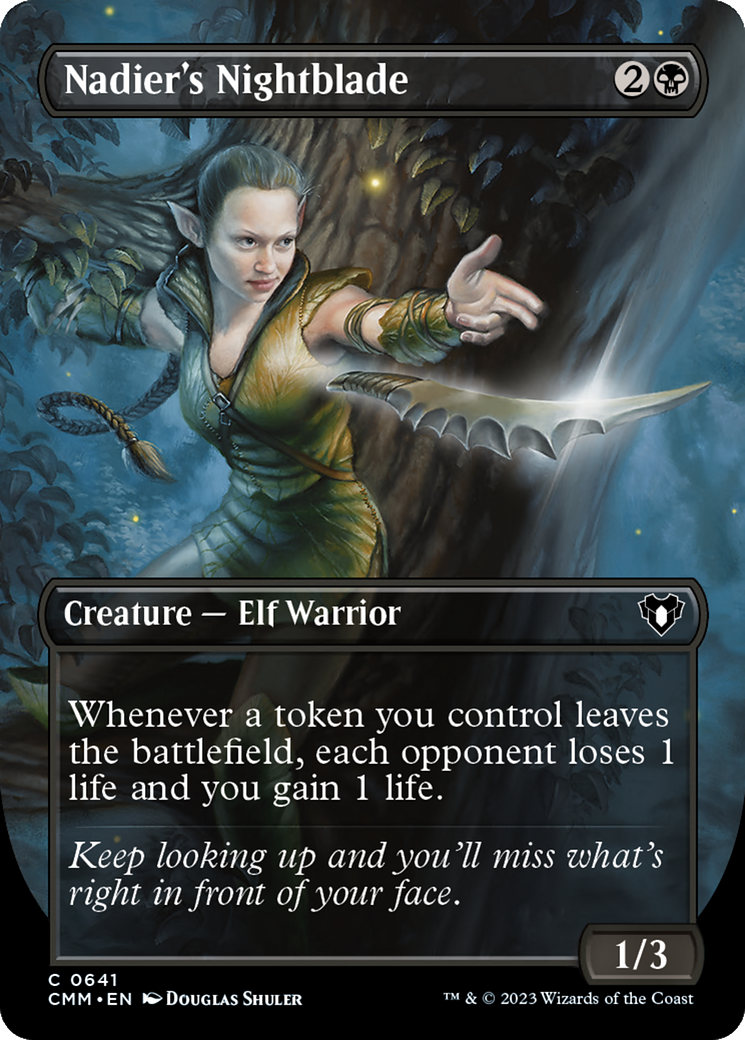 Nadier's Nightblade (Borderless Alternate Art) [Commander Masters] | I Want That Stuff Brandon