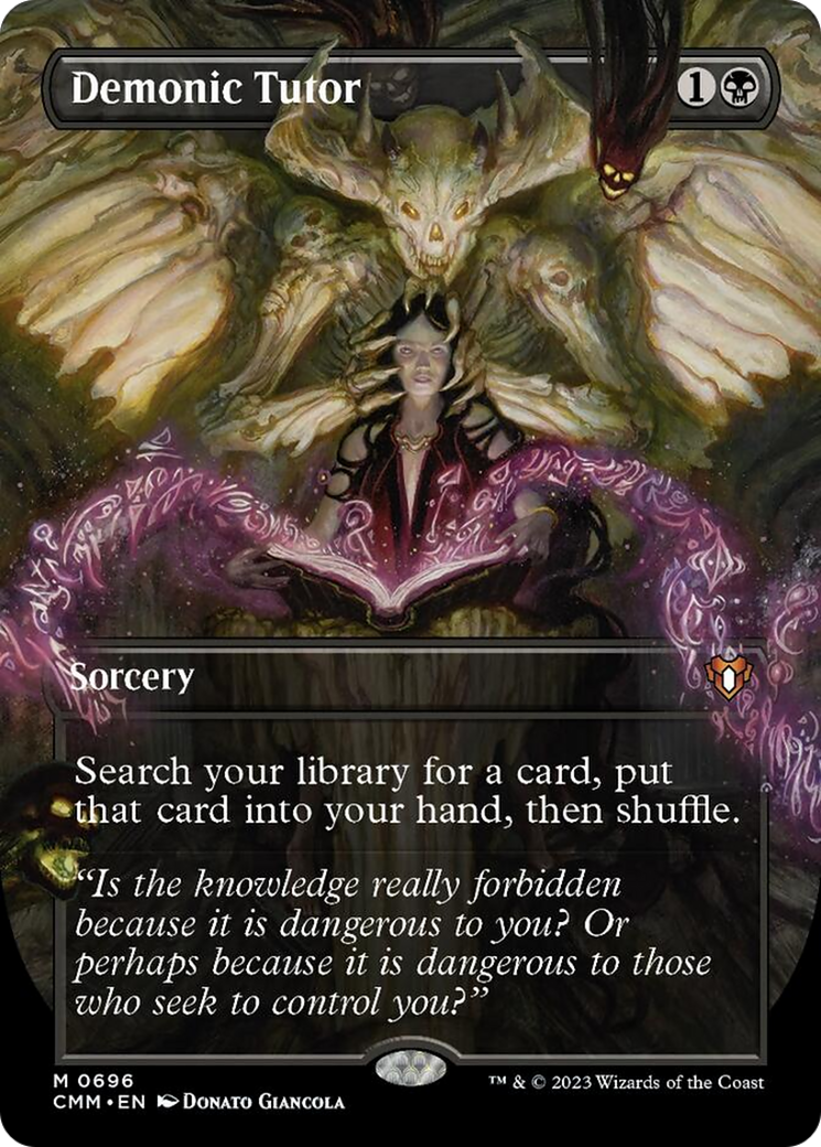 Demonic Tutor (Borderless Alternate Art) [Commander Masters] | I Want That Stuff Brandon