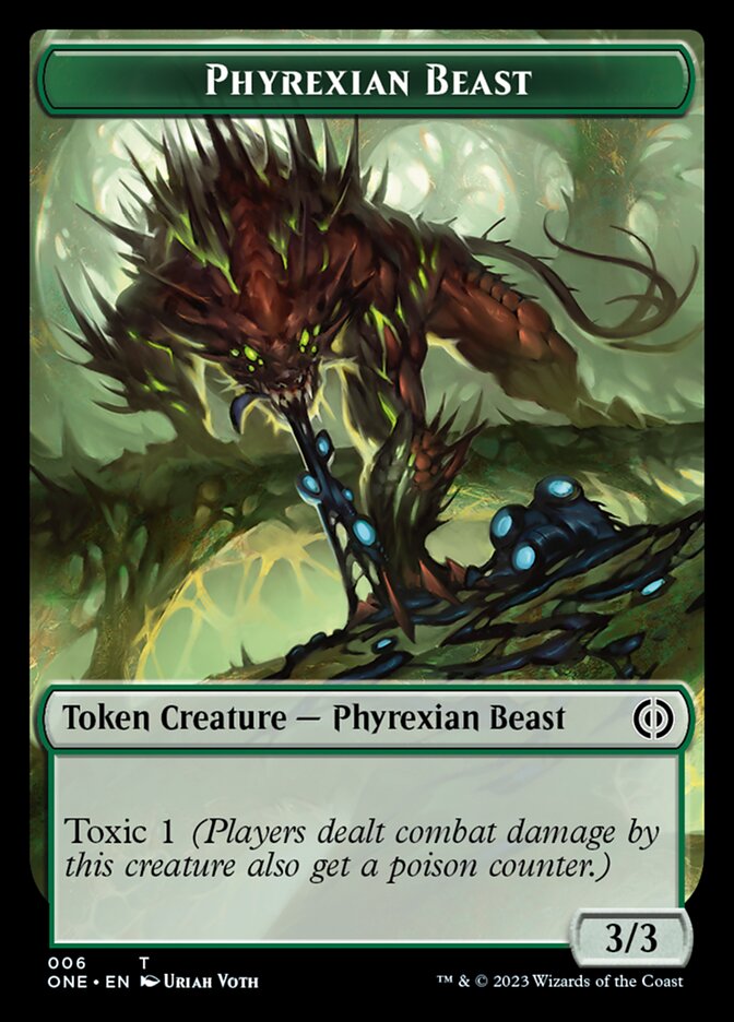 Rebel // Phyrexian Beast Double-Sided Token [Phyrexia: All Will Be One Tokens] | I Want That Stuff Brandon