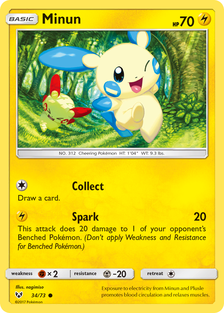 Minun (34/73) [Sun & Moon: Shining Legends] | I Want That Stuff Brandon