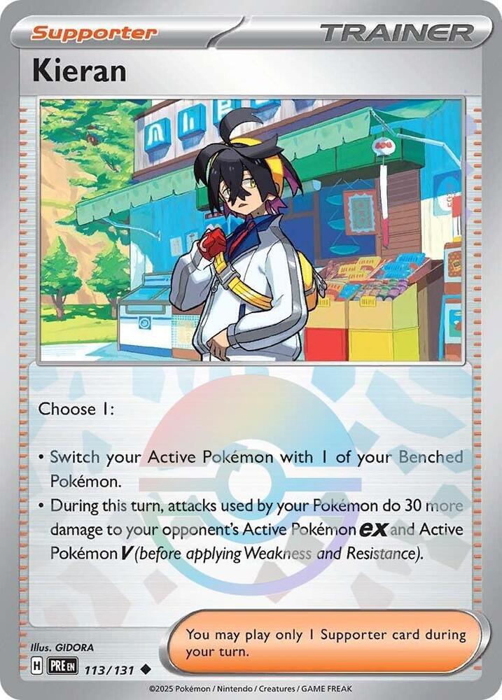 Kieran (113/131) (Poke Ball Pattern) [Scarlet & Violet: Prismatic Evolutions] | I Want That Stuff Brandon