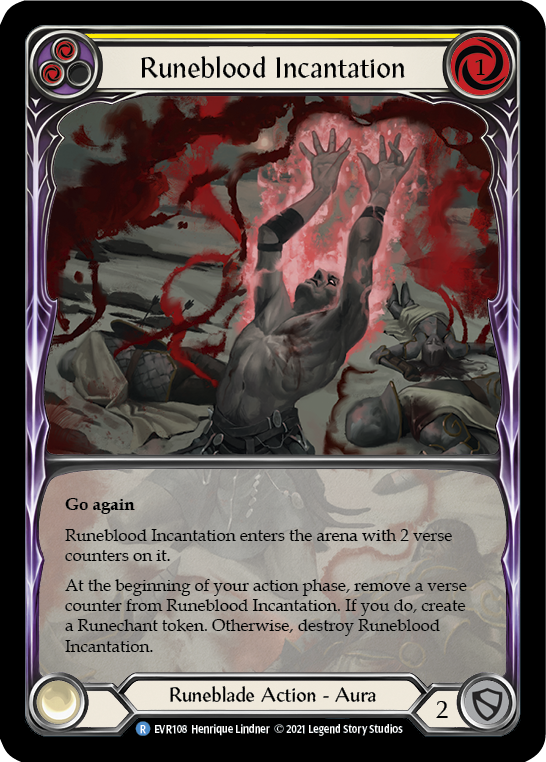 Runeblood Incantation (Yellow) [EVR108] (Everfest)  1st Edition Extended Art Rainbow Foil | I Want That Stuff Brandon