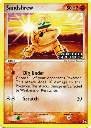 Sandshrew (82/113) (Stamped) [EX: Delta Species] | I Want That Stuff Brandon