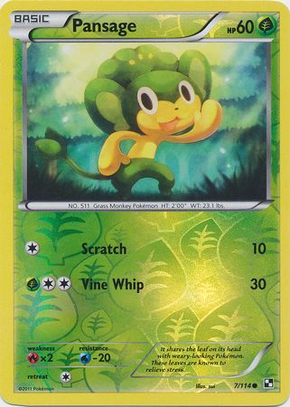 Pansage (7/114) (Energy Holo) [Black & White: Base Set] | I Want That Stuff Brandon