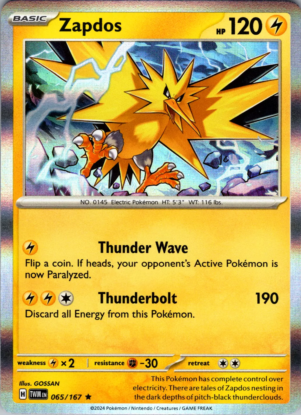 Zapdos (065/167) [Scarlet & Violet: Twilight Masquerade] | I Want That Stuff Brandon